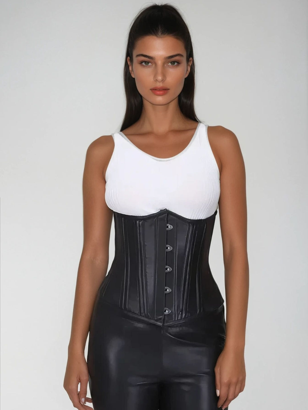 Premium Leather Underbust Corset with Steel Boning
