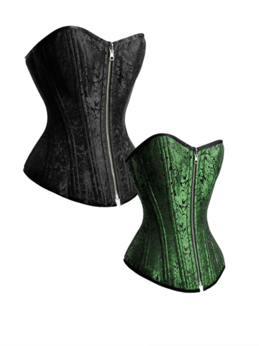 Dual-Tone Black & Green Reversible Overbust Corset