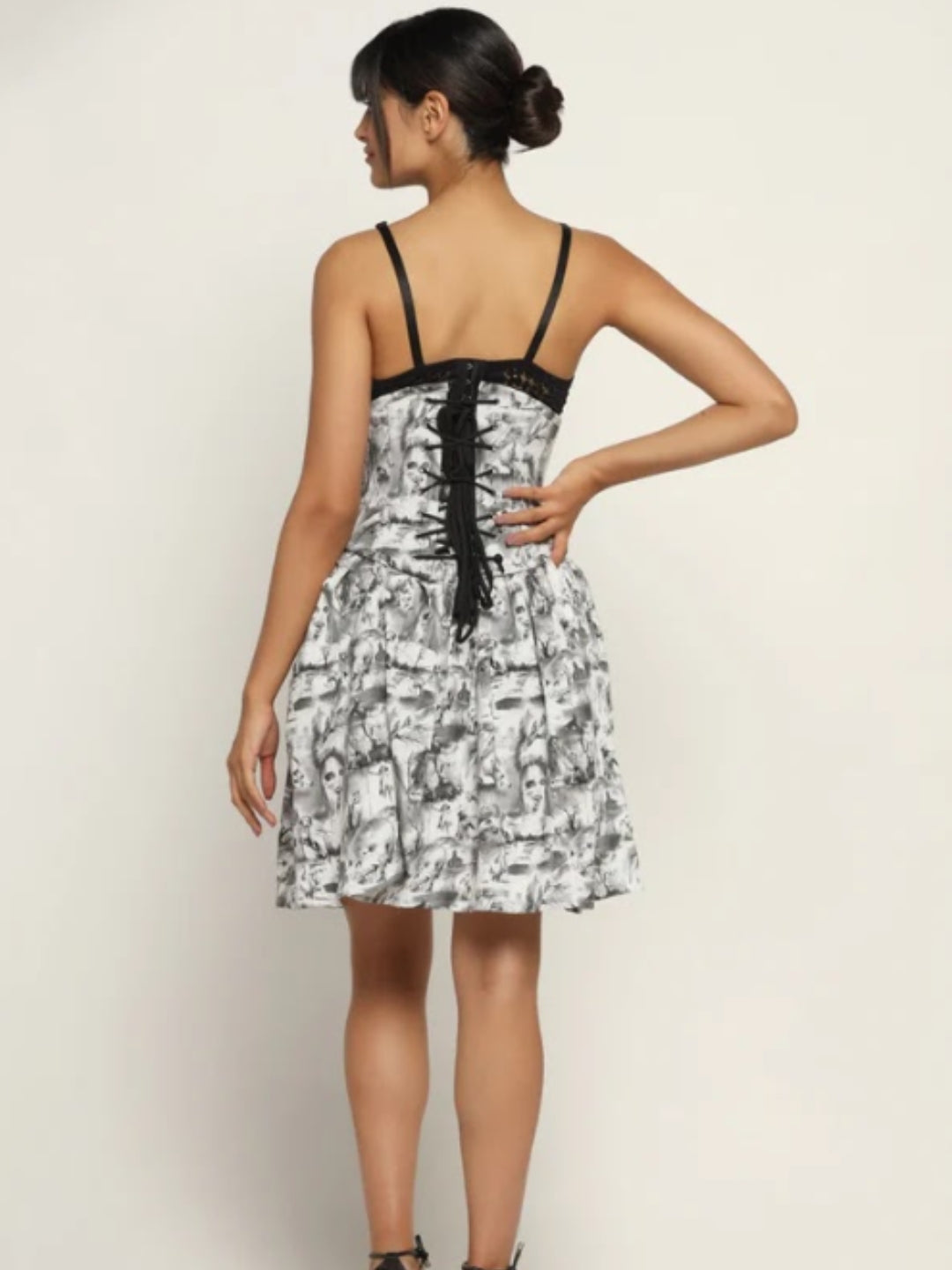 Quatrefoil printed Waist Reducing Underbust Corset Dress