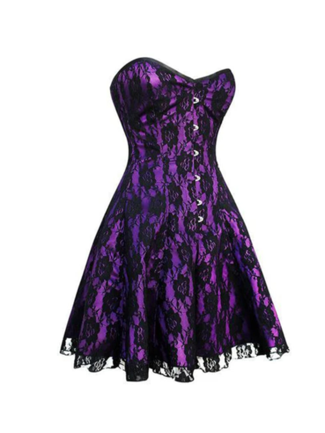 Amethyst Satin & Black Net Corset Dress