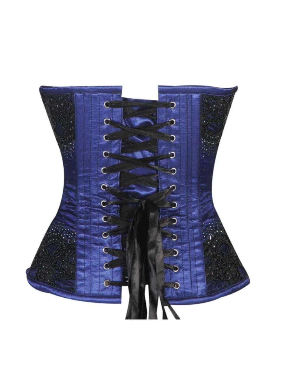 Embroidered Blue-Black Overbust Corset