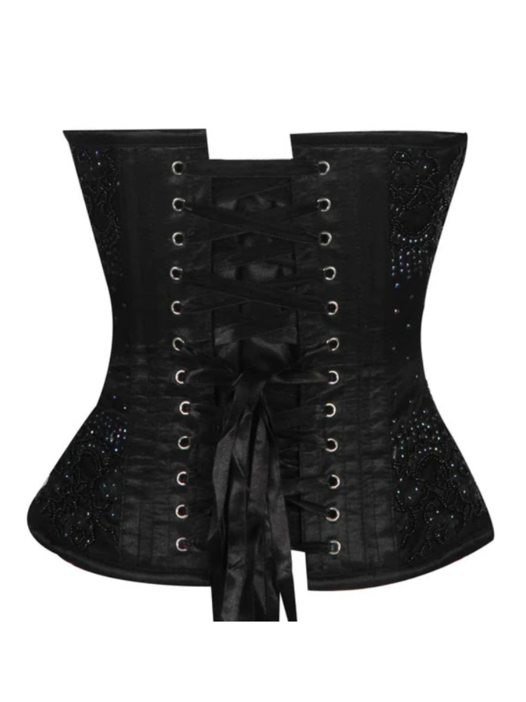 Black Embroidery Overbust Corset in USA