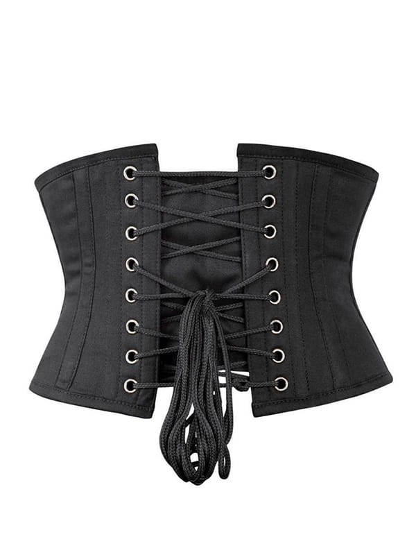 Short Black Cotton Underbust Corset