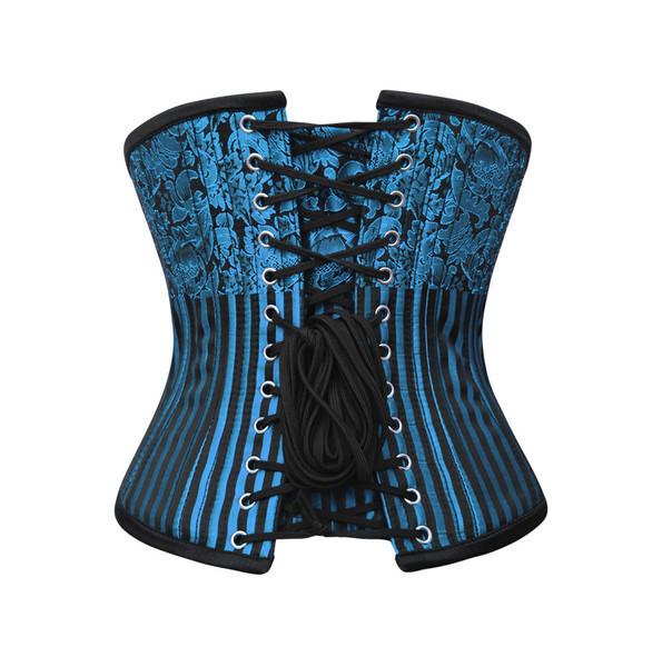 Blue Brocade Authentic Steel Boned Underbust Waist Training Corset
