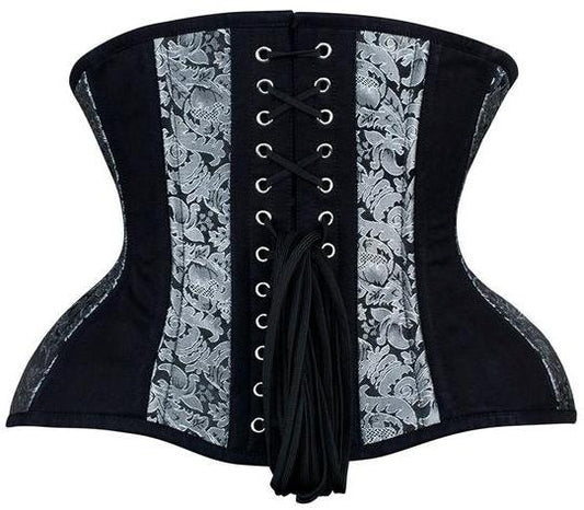 Black Brocade Authentic Steel Boned Underbust Waist Training Corset