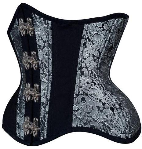 Black Brocade Authentic Steel Boned Underbust Waist Training Corset