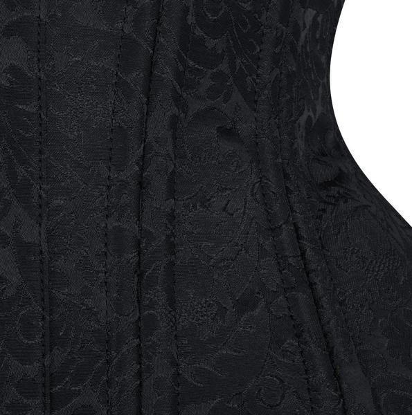 Black Brocade Authentic Steel Boned Underbust Waist Training Corset