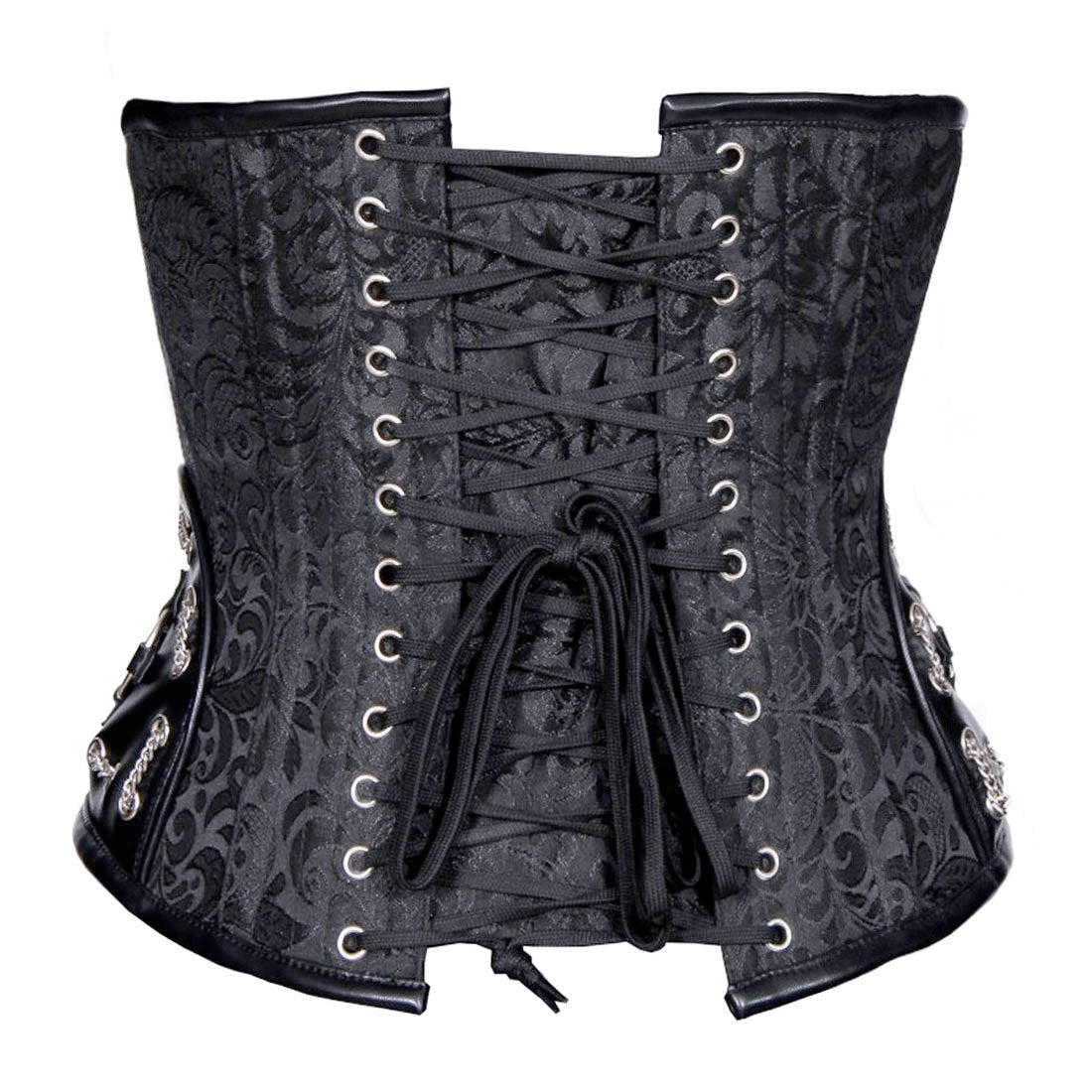Black Brocade Waist Reducing Underbust Corset