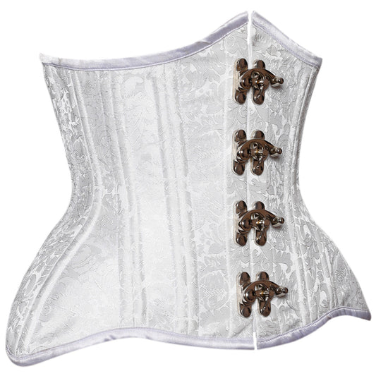 White Brocade Authentic Steel Boned Underbust Waist Training Corset