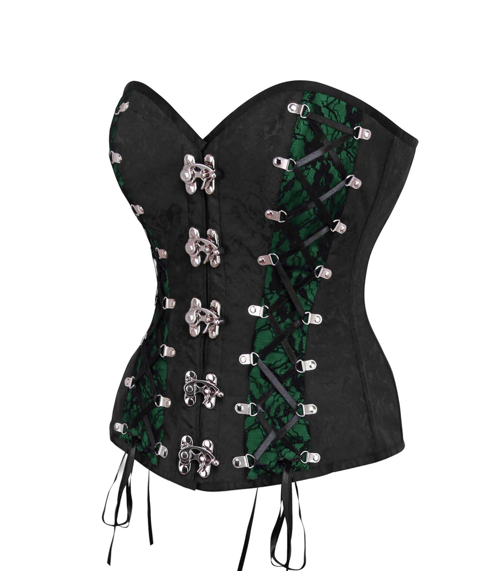 Black Brocade Authentic Steel Boned Overbust Corset