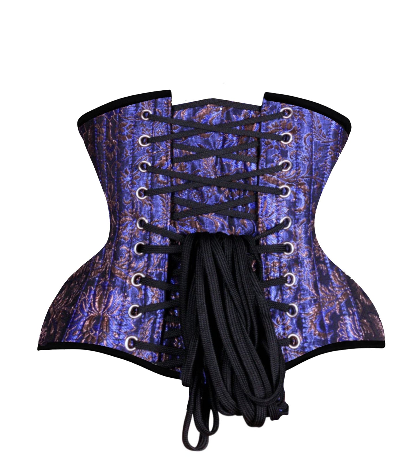Blue jacquard Steel-Boned Waist Underbust Corset