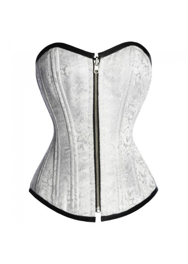Dual-Tone White & Red Reversible Overbust Corset