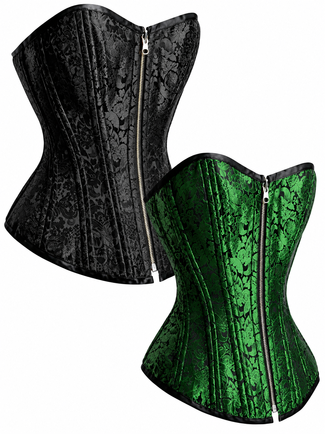 Dual-Tone Black & Green Reversible Overbust Corset