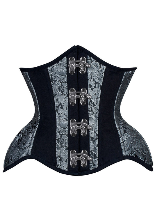 Black Brocade Authentic Steel Boned Underbust Waist Training Corset
