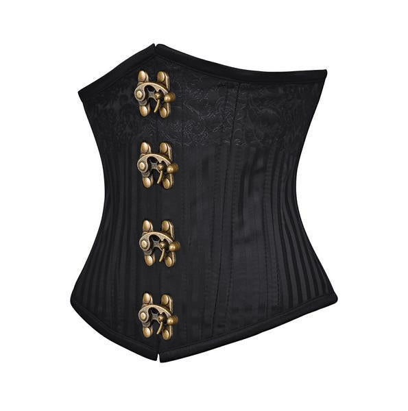 Black Brocade Authentic Steel Boned Underbust Waist Training Corset