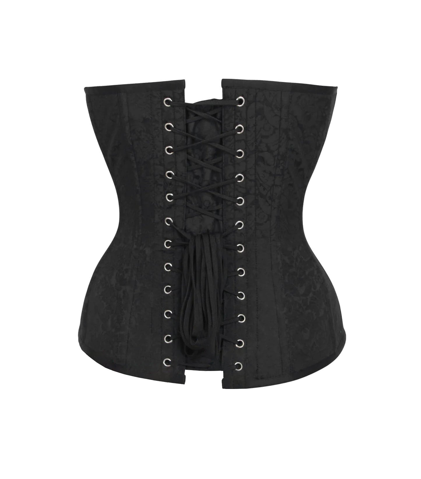 Black Brocade Authentic Steel Boned Overbust Corset