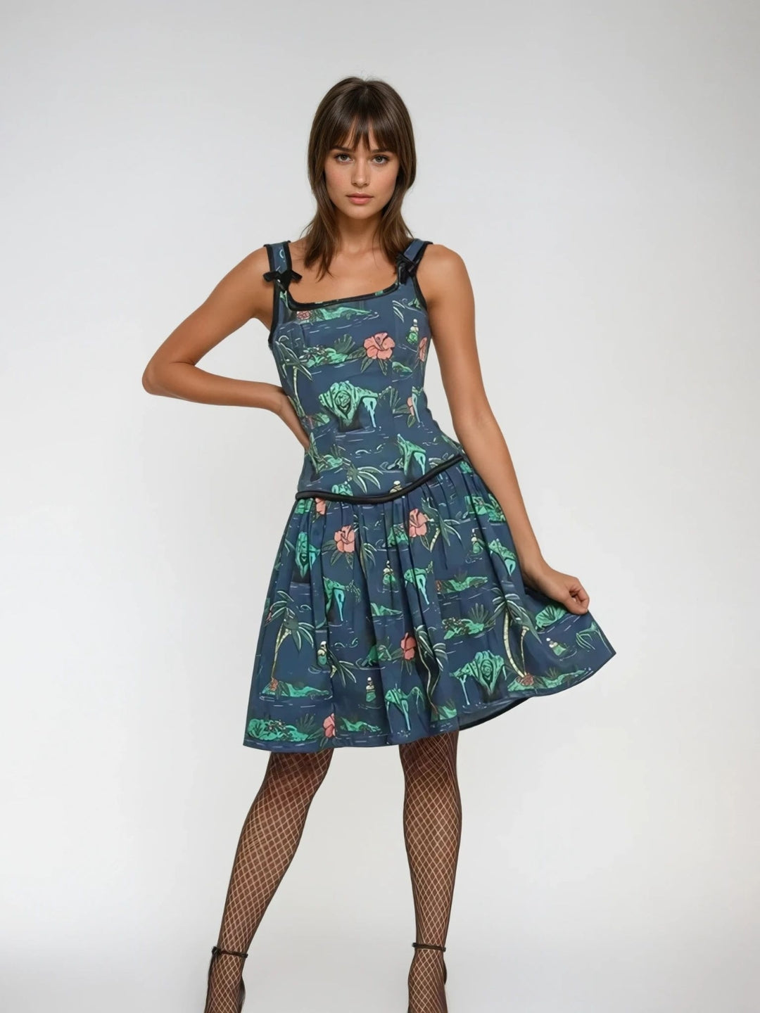 Flower Waist Reducing Overbust Corset Dress