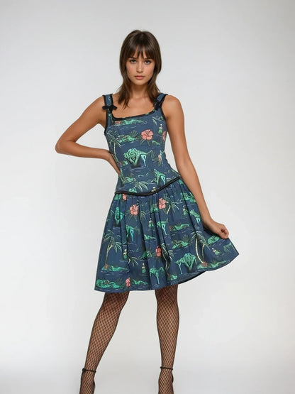 Flower Waist Reducing Overbust Corset Dress