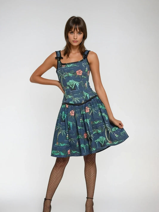 Flower Waist Reducing Overbust Corset Dress