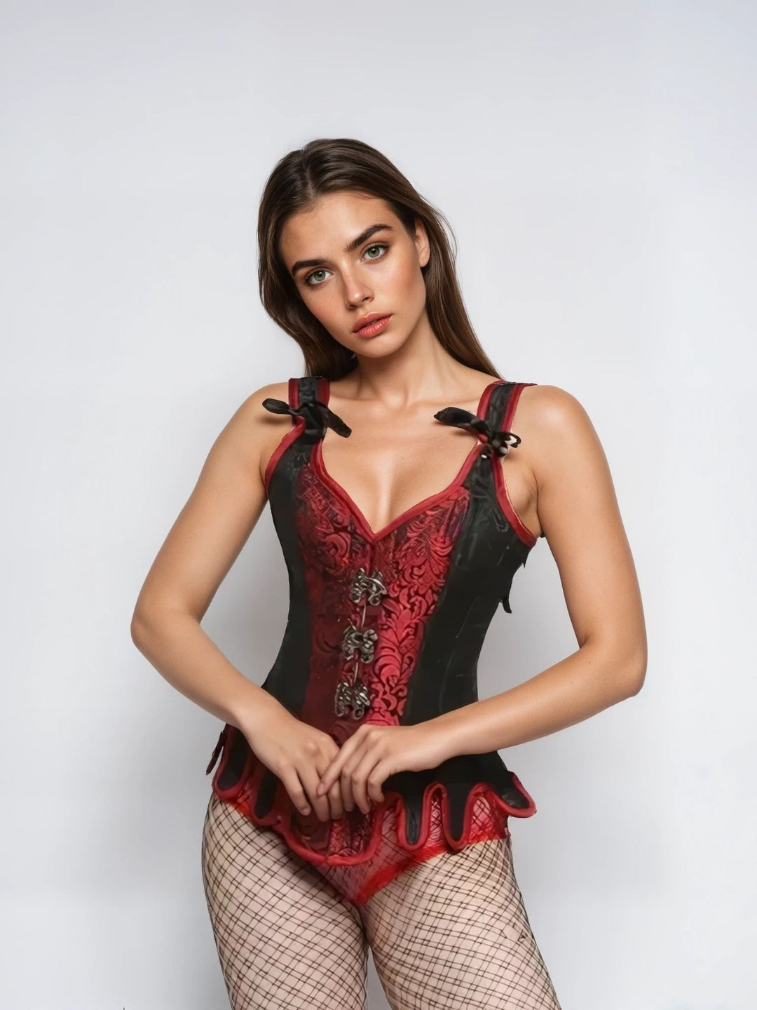 Black/Red Overbust corset