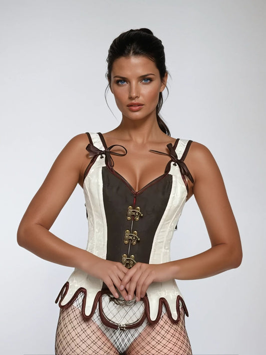 Brown/White Overbust corset