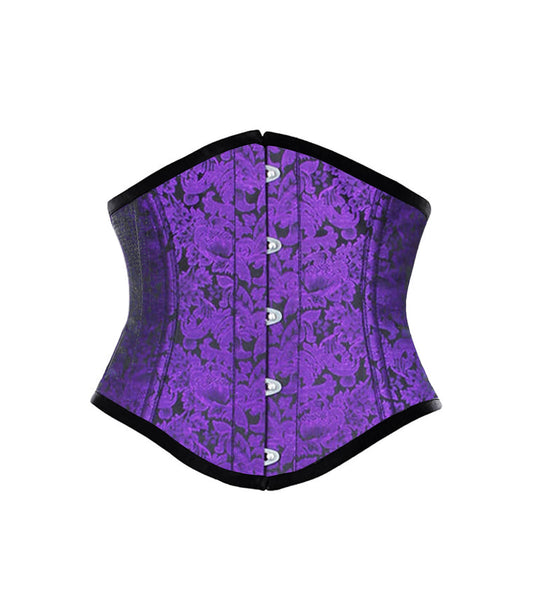 Purple Brocade Waist Reducing Underbust Corset