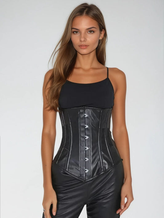 Faux Leather Structured Underbust Corset