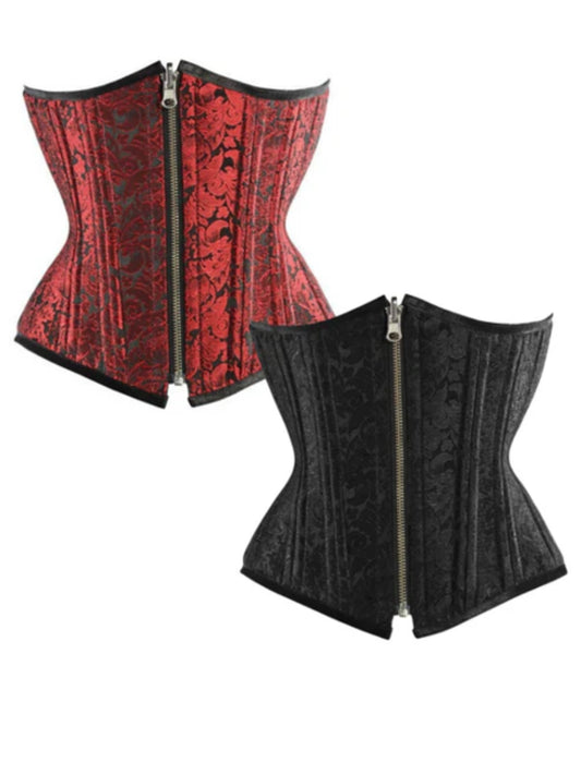 Red & Black Reversible Steel Boned Underbust Corset