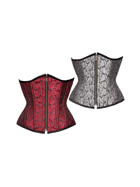 Sallivc Dual-Sided Maroon Steel Boned Underbust Corset