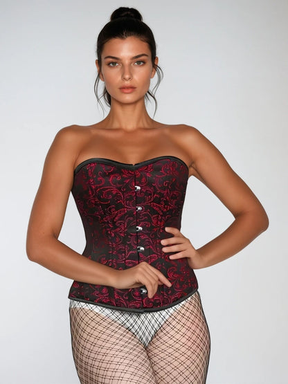 Red Brocade Affra Waist Training Overbust Corset