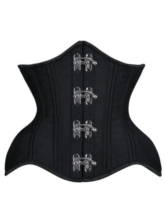 Black Satin Steel Boned Waist Training Underbust Corset