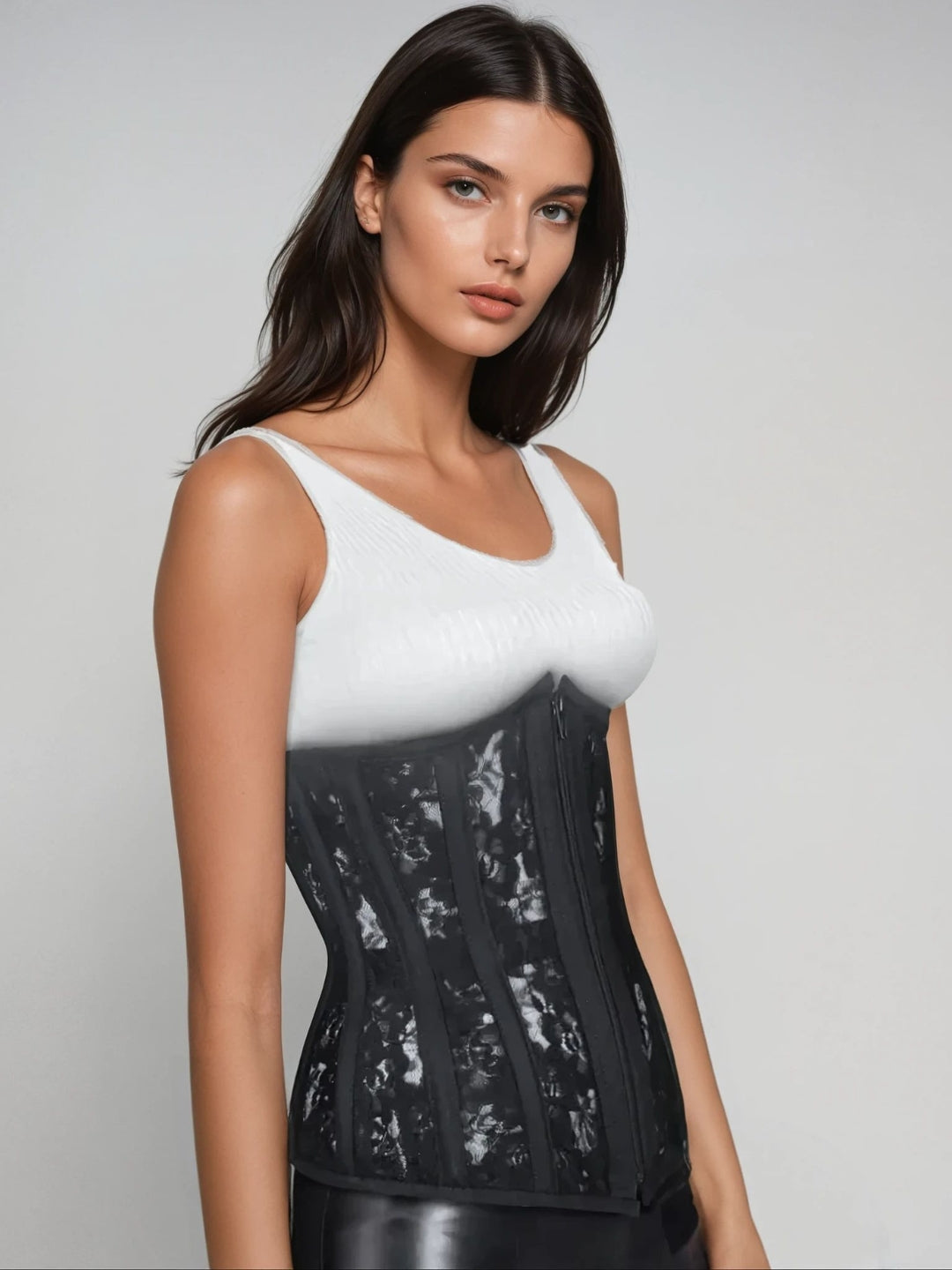 Black Floral Lace Waist-Shaping Underbust Corset