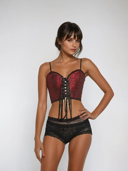 Red and Black Corset Top