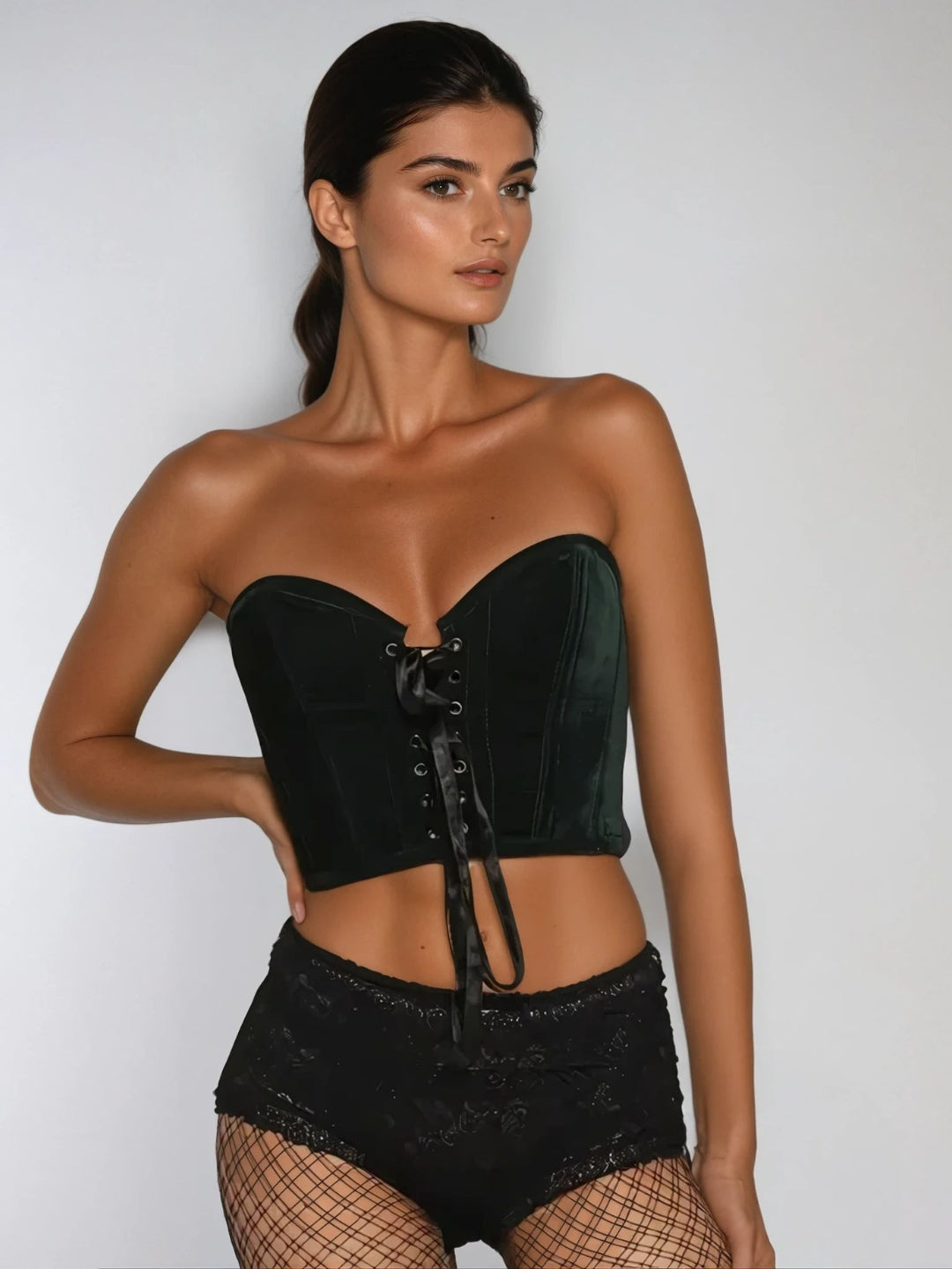 Black Velvet Corset Top