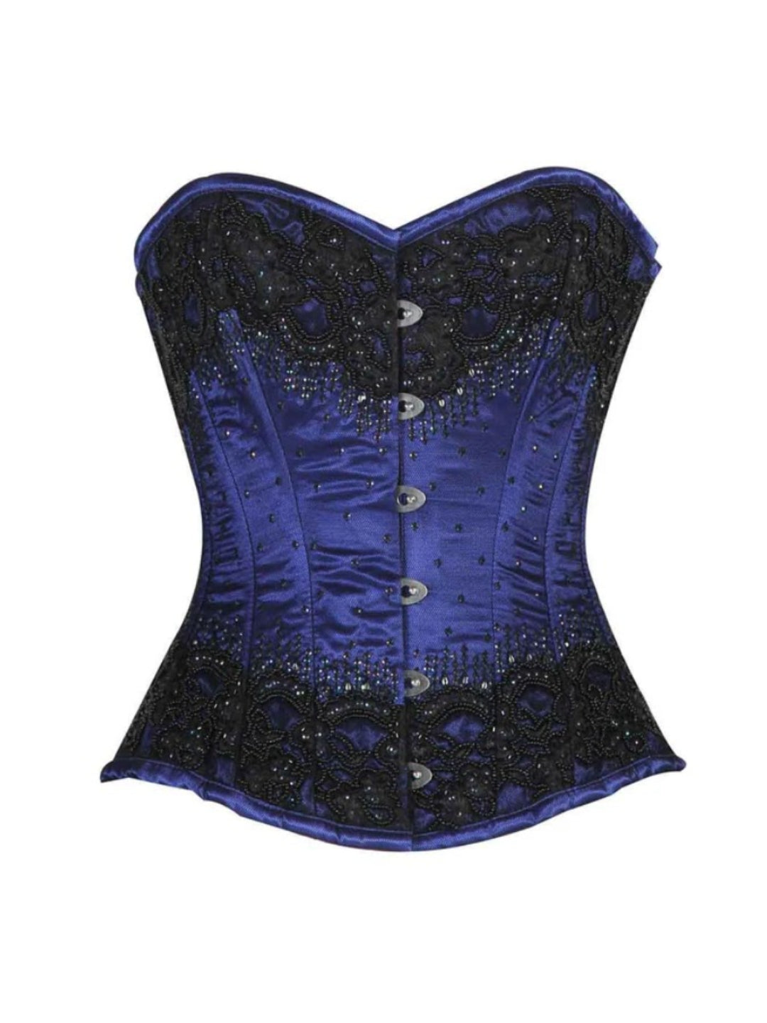 Embroidered Blue-Black Overbust Corset