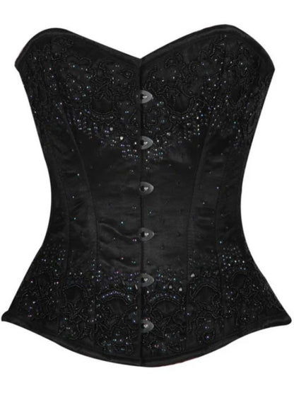 Black Embroidery Overbust corset