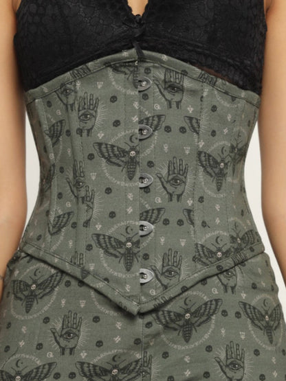 Evil Bees printed Waist Reducing Corset Dress