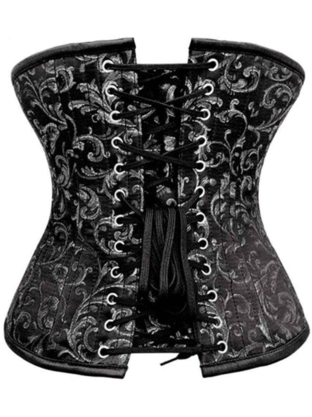 Authentic Steel Boned Waist Reducing Black Silver Underbust Corset
