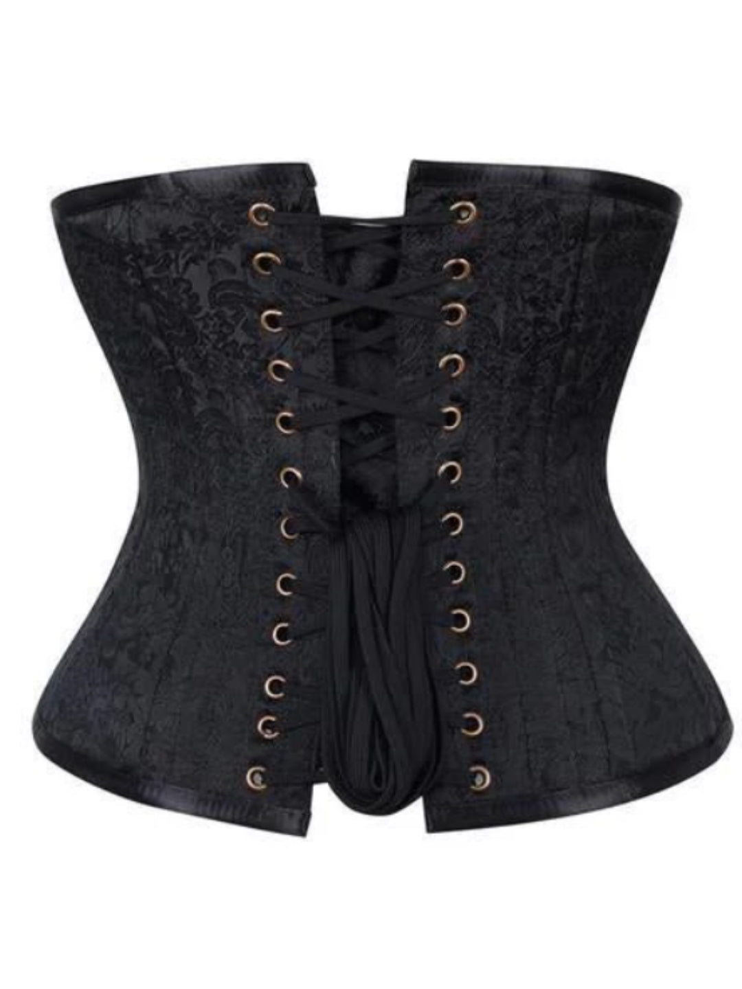 Authentic Steampunk Steel Boned Waist Reducing Black Brocade Underbust Corset