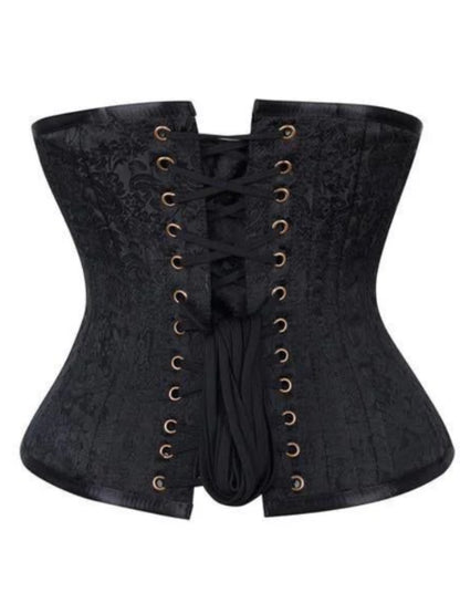 Authentic Steampunk Steel Boned Waist Reducing Black Brocade Underbust Corset