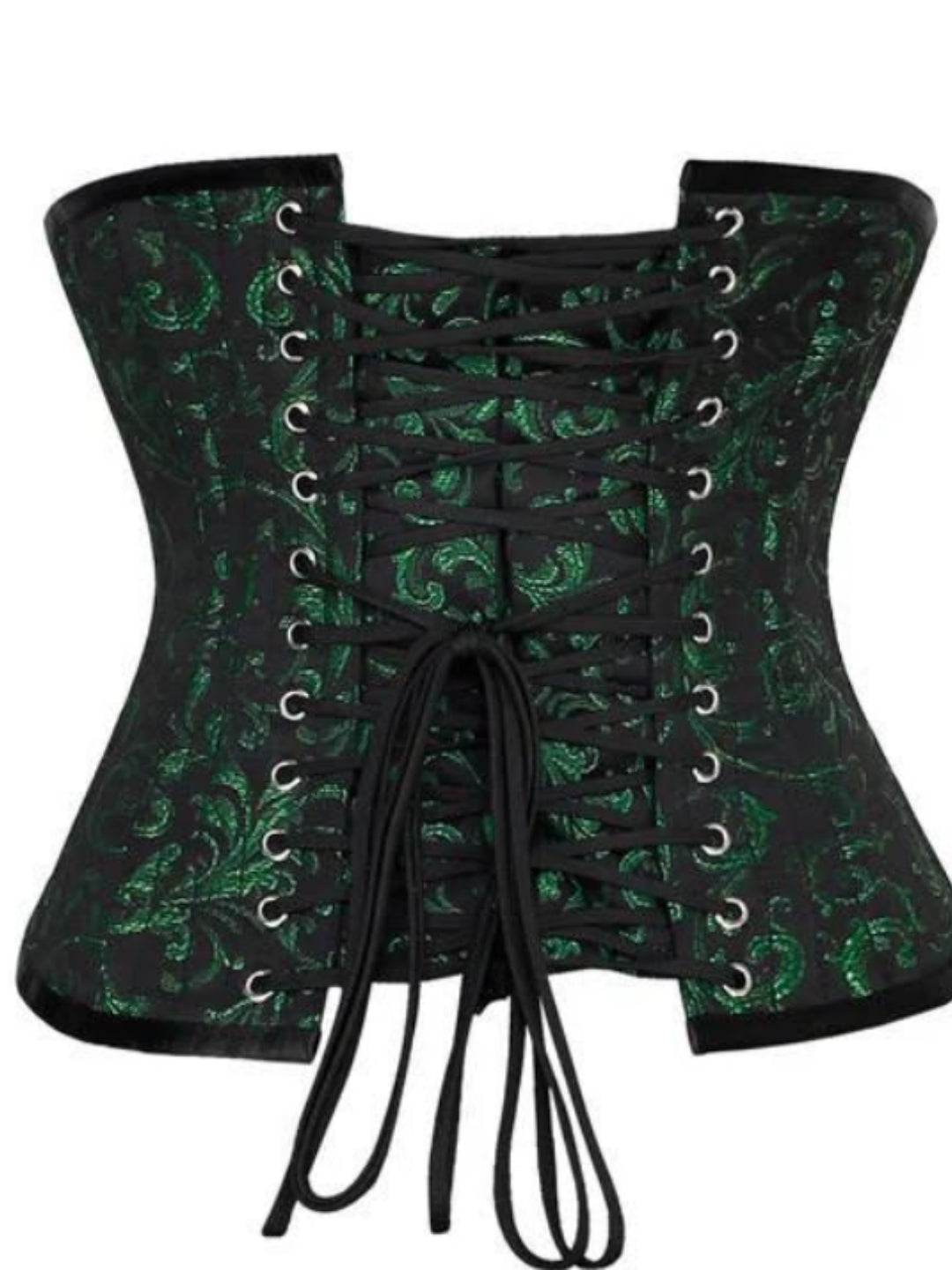 Green Brocade Steel Boned Waist Reducing Underbust Corset