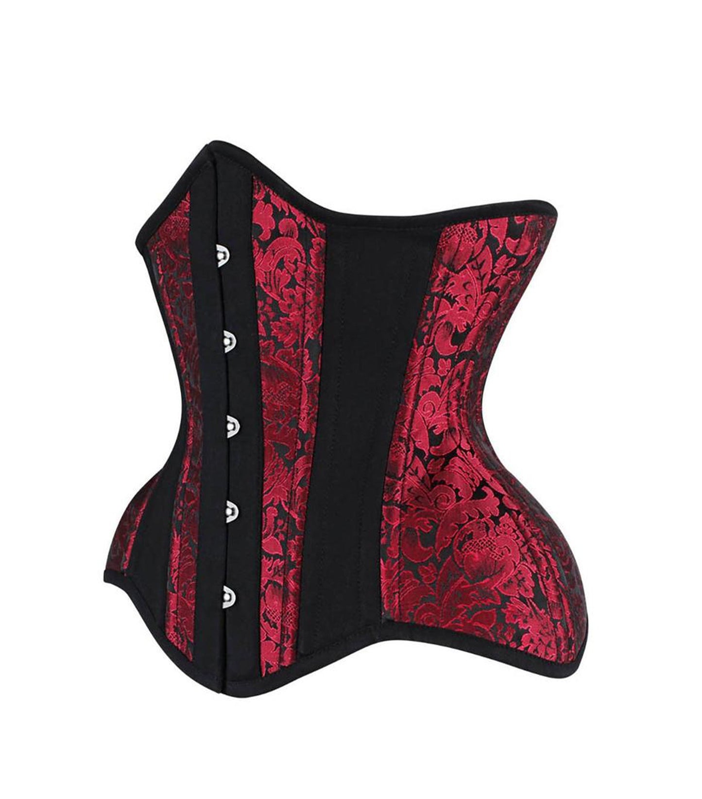 Black Red Brocade Authentic Steel Boned Underbust Waist Training Corset