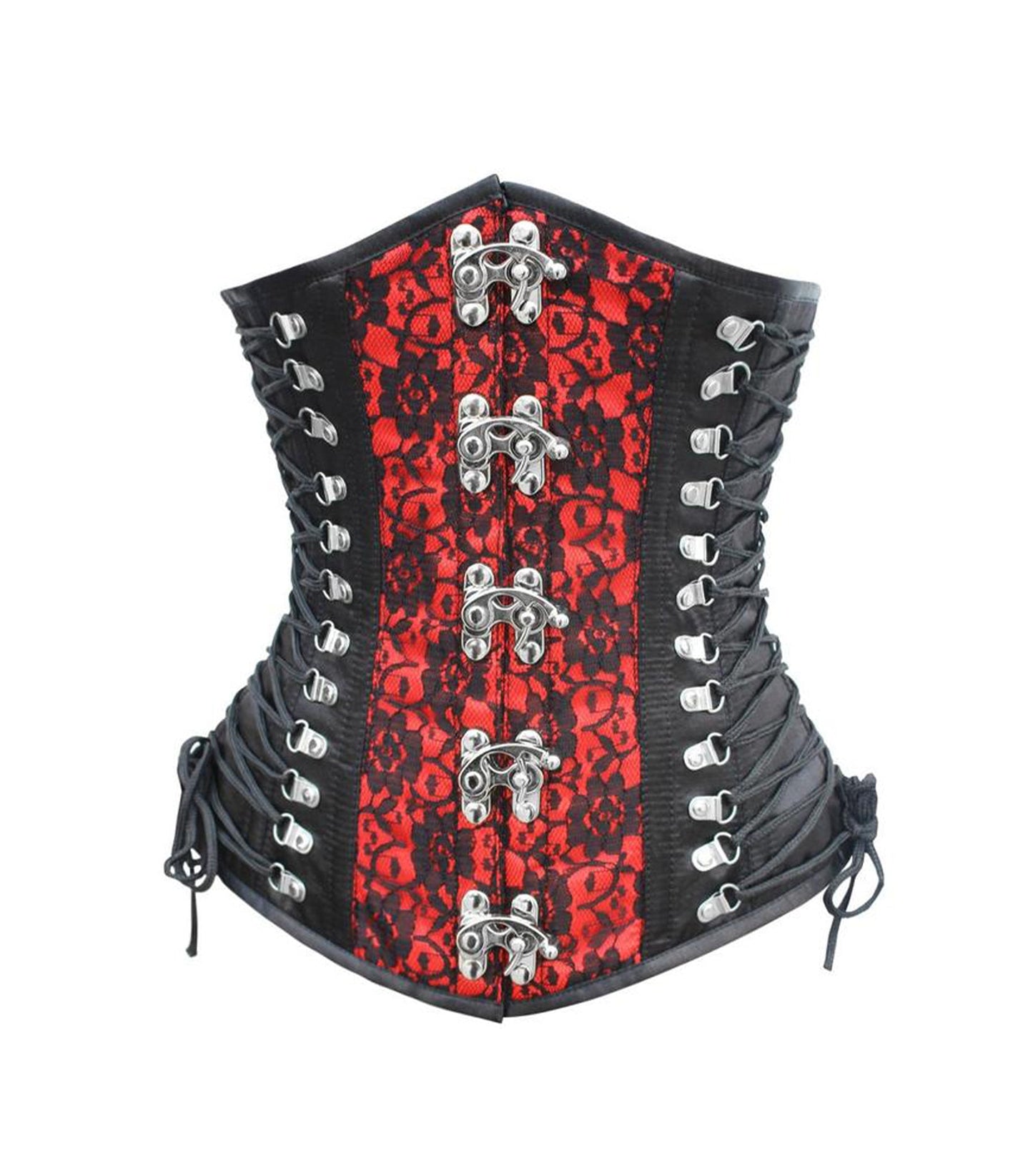 Black/Red Brocade Waist Reducing Underbust Corset