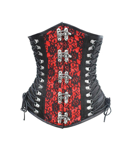 Black/Red Brocade Waist Reducing Underbust Corset