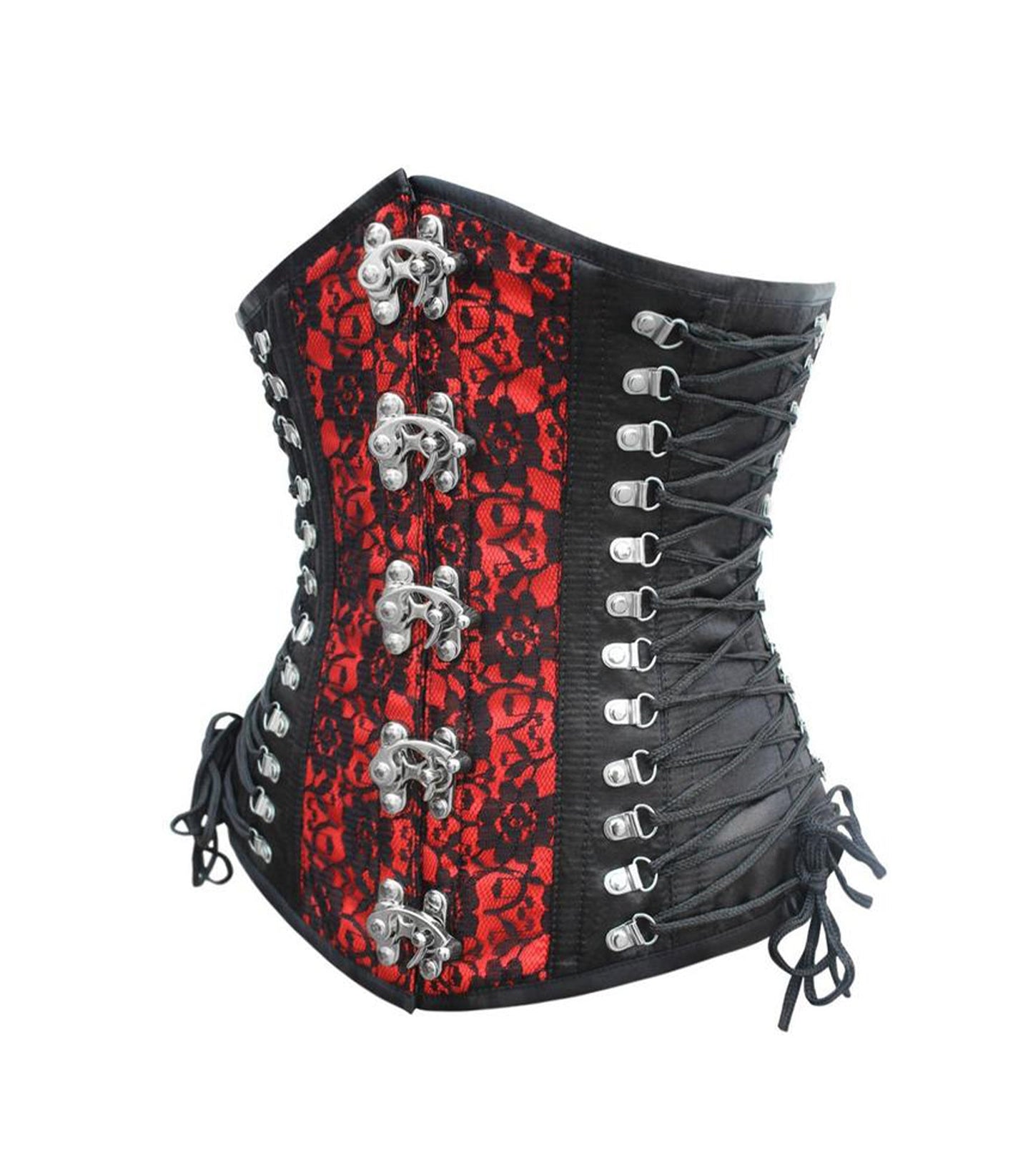 Black/Red Brocade Waist Reducing Underbust Corset