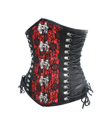 Black/Red Brocade Waist Reducing Underbust Corset