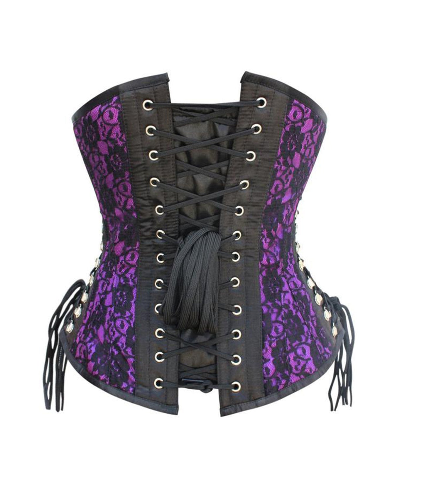 Black/Purple Brocade Waist Reducing  Underbust Corset
