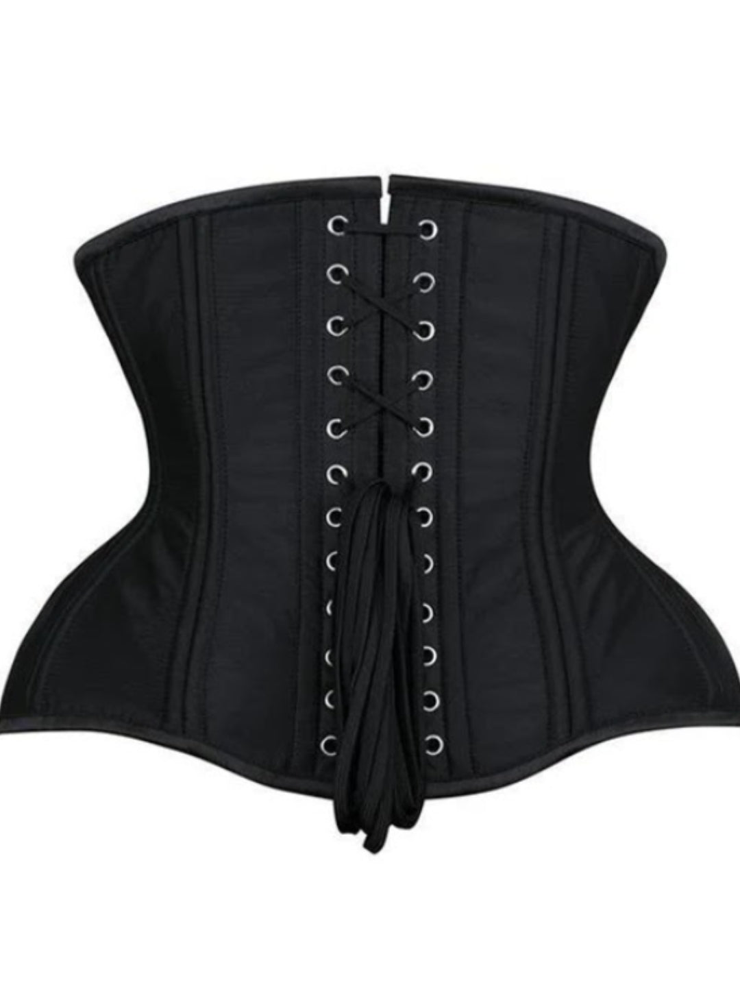 Black Satin Steel Boned Waist Training Underbust Corset