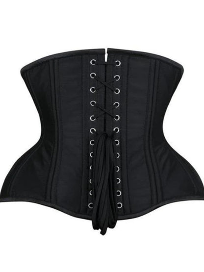 Black Satin Steel Boned Waist Training Underbust Corset