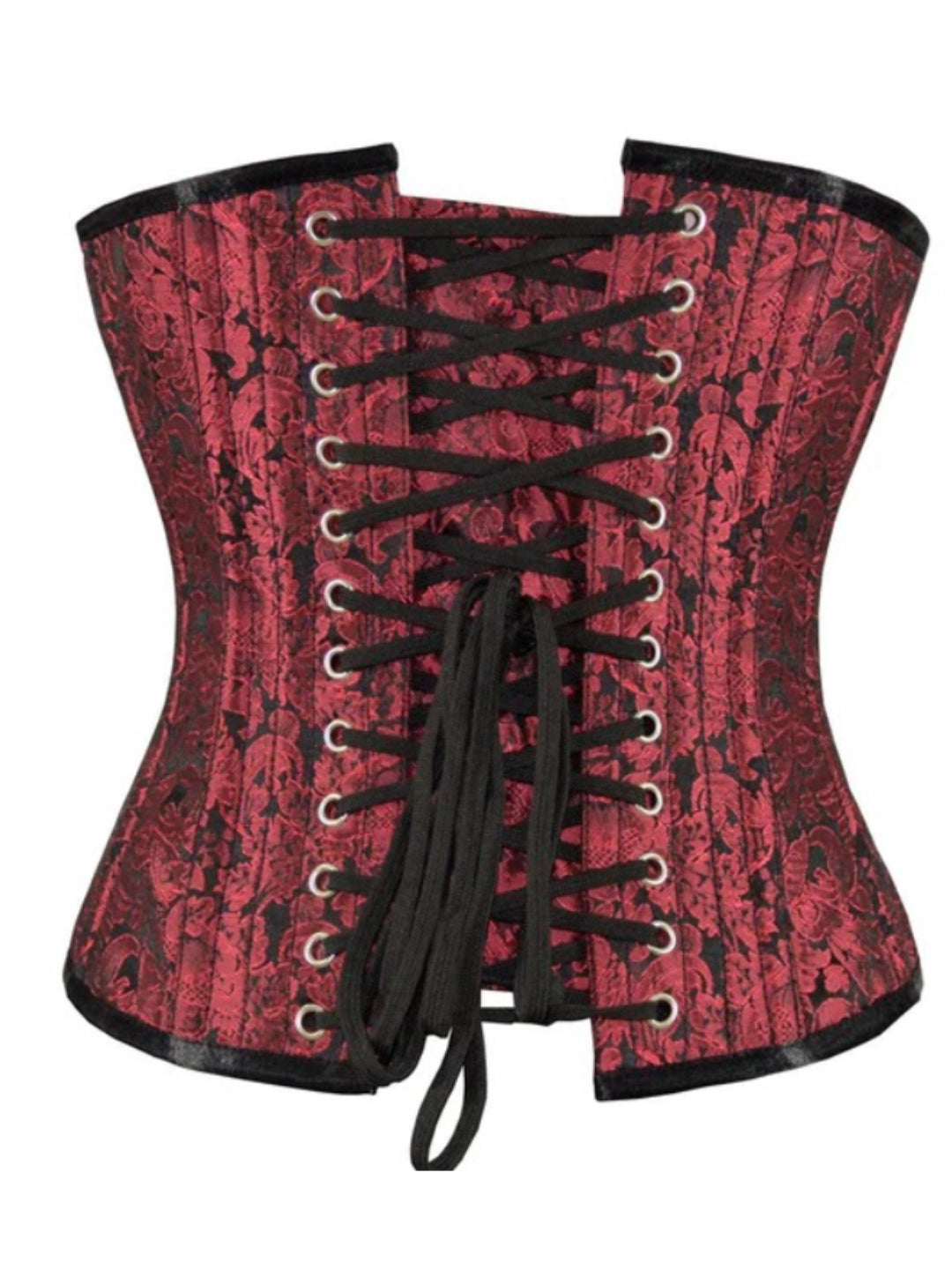Black Red With Sequined Patch Underbust Corset